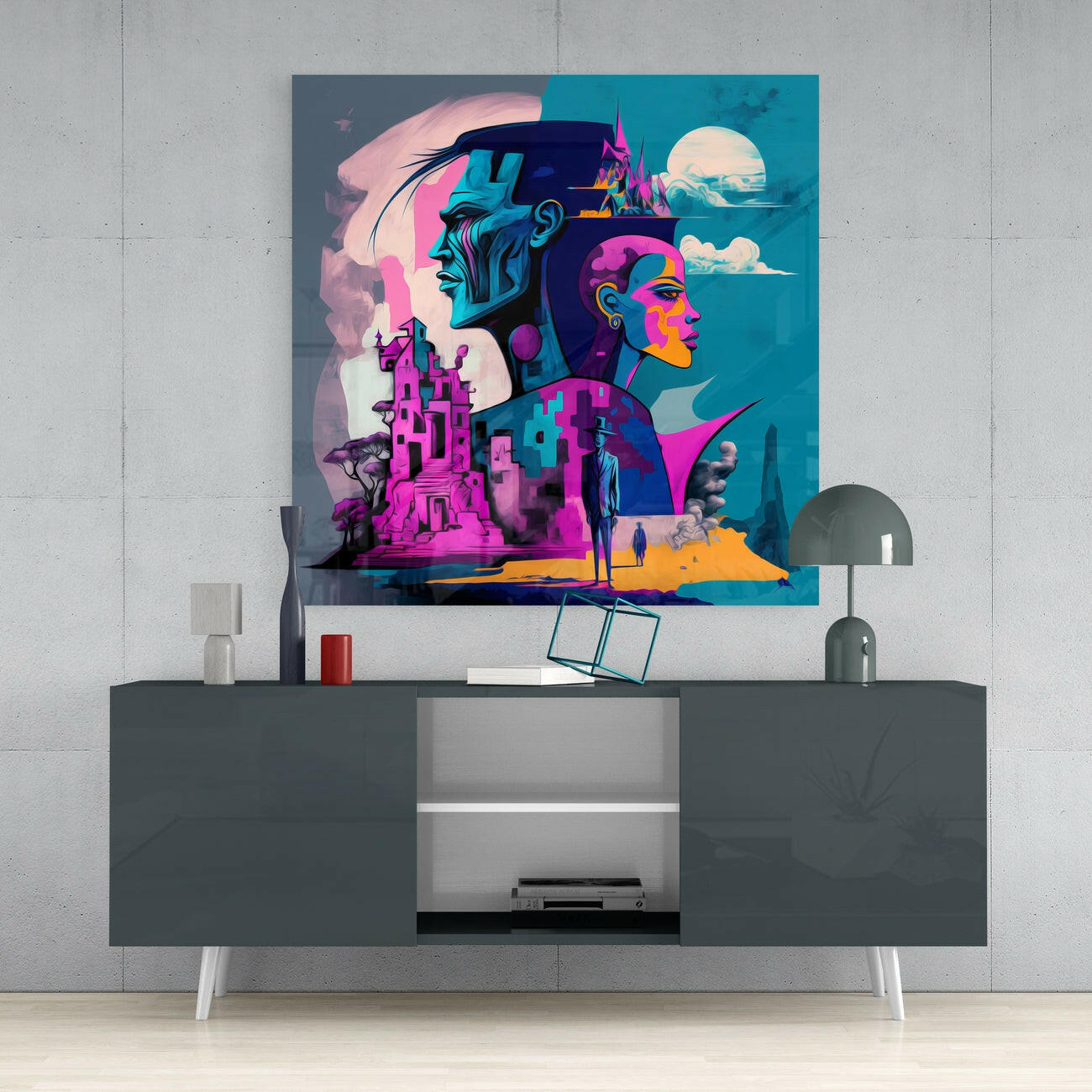 Picasso's Mind Glass Wall Art  || Designer Collection Insigneart USA