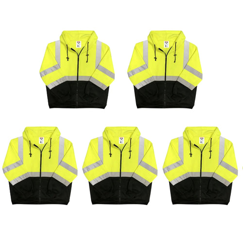 Safety Main 05LWJYB Lightweight Jacket, Class 3, Hi-Vis Yellow with Black Bottom, Pack of 5 Enviro Safety Products