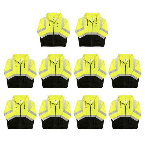 Safety Main 05LWJYB Lightweight Jacket, Class 3, Hi-Vis Yellow with Black Bottom, Pack of 10 Enviro Safety Products
