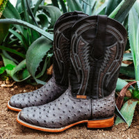 Soto Boots Soto Boots Mens Out of the Wild Black Ostrich Print Boots H50031