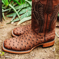 Soto Boots Soto Boots Mens Out of the Wild Cognac Ostrich Print Boots H50031