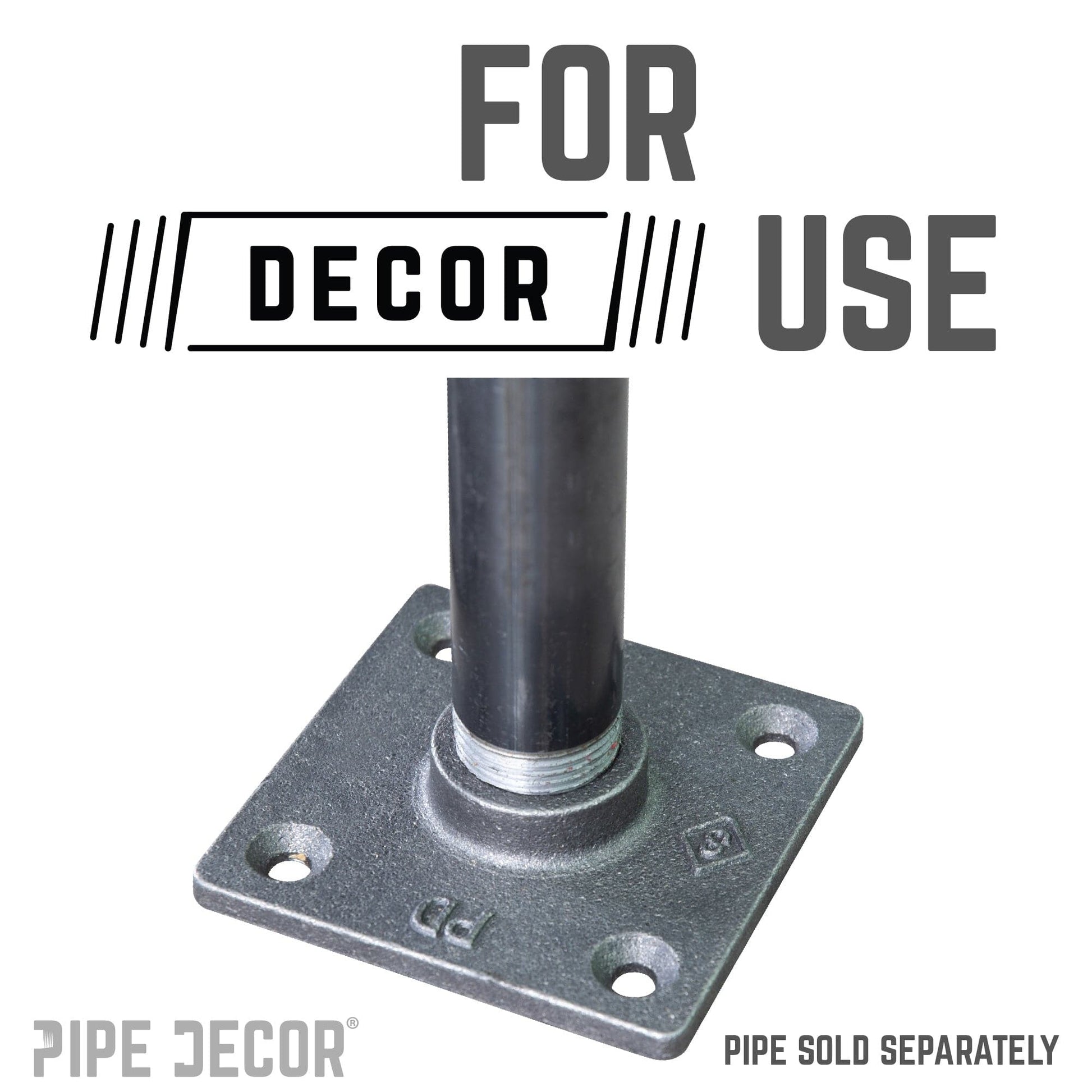 1/2 in. Black Square Floor Flange PIPE DECOR