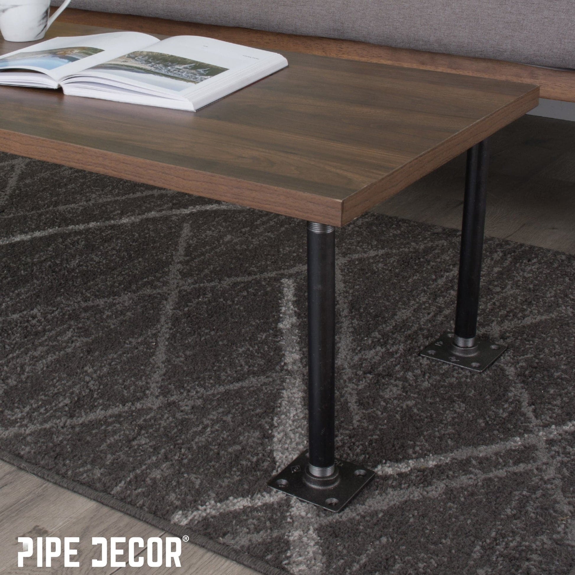 1/2 in. Black Square Floor Flange PIPE DECOR