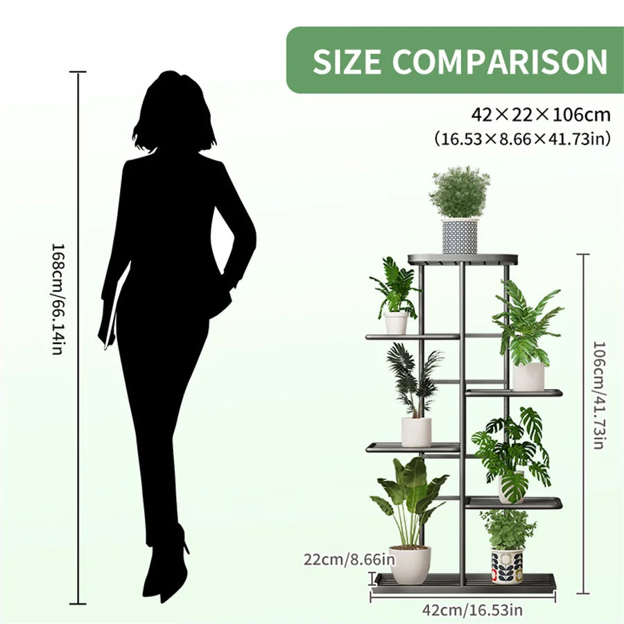Plant Shelves Iron Potted Flower Plant Stand Rack Multiple Flower Pot Holder Shelf Indoor Outdoor Planter Display Organizer
