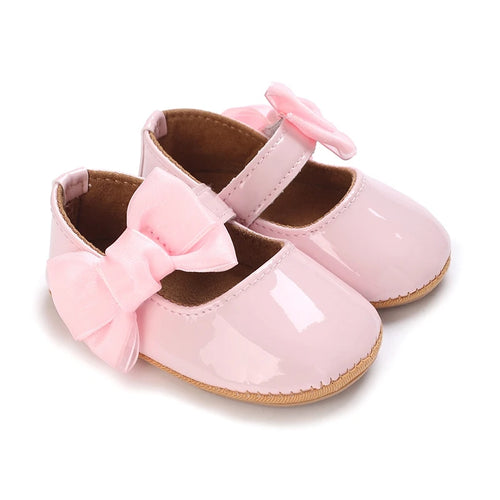 Adorable Baby Girls Bowknot Decor Soft Sole Flats Shoes with Non-Slip Bottoms for First Steps in Summer Princess Style