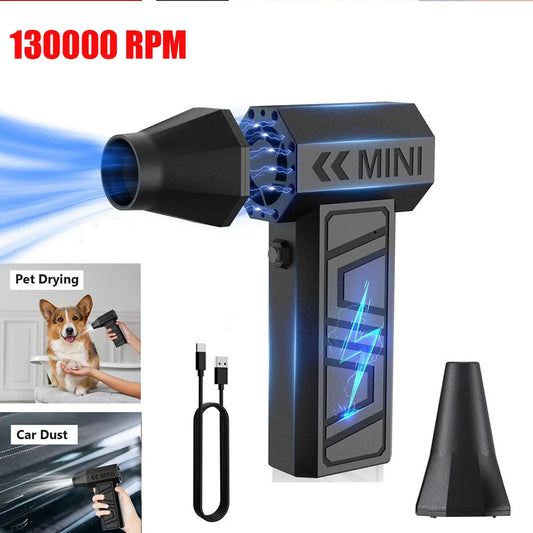 130000RPM Mini Turbo Jet Fan Electric Air Duster Adjustable wind speed Portable Turbo Violent Blower Rechargeable  Car Cleaning