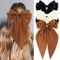 Hair Bows for Women Girls 3Pcs White Pink Black Silky Satin Large Bows Hair Clip Oversized Hair Ribbons Long Tail Big Hair Bows