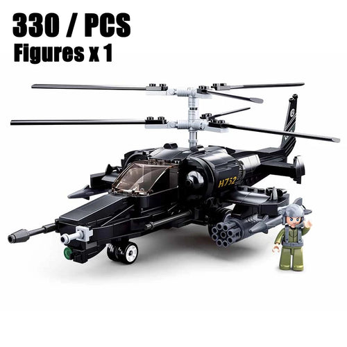 2024 Sluban WW2 Military Russia Air Weapon Mi-24 Attack Helicopters Hind Model Building Blocks Classics Fighter Bricks Plane Toy