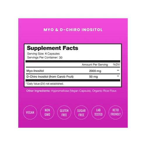 Inositol 2000 mg Supplement, Ovarian & PCOS, Supports Female Fertility & Hormonal Balance, 120 Veggie Capsules