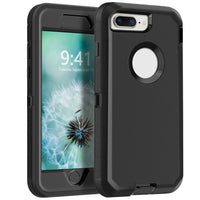 Black Phone Case For iPhone 8 / iPhone 8 Plus Heavy Duty Shockproof Protective Rugged 3-Layers Hard Cover