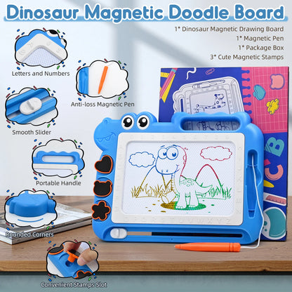 Magnetic Drawing Board Toddler Toys Gift for 3 Year Old Girls Boys, Sketch Writing Doodle Pad Age 4 Travel Games, Blue