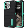 For iPhone 16/iPhone 16 Plus/iPhone 16 Pro/iPhone 16 Pro Max Case 3-Layers Heavy Duty Protective Kickstand Cover Black Green