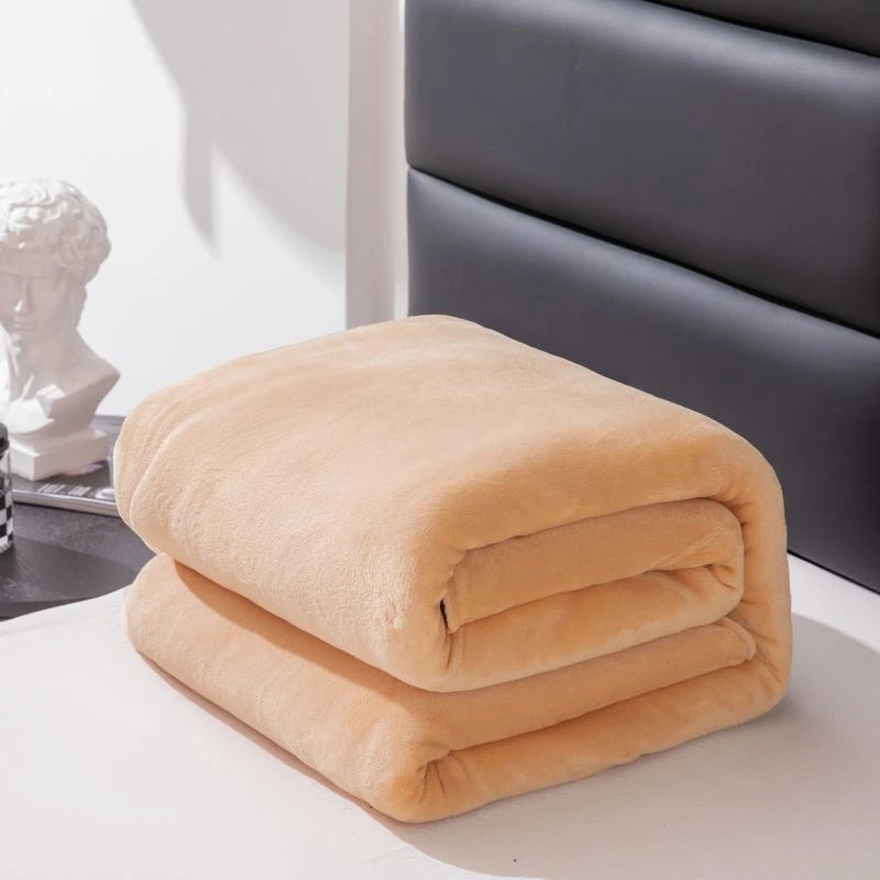 Flannel Nap Blankets Soft Plaid for Home Sofa 200x230 Plush Bedsheet Solid Color Summer Blanket Single Size