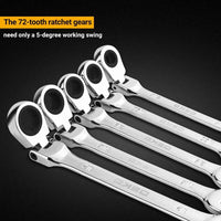 DEKO 13-piece Flex-Head Ratcheting Combination Wrench Set 5/16"-1" SAE 72-Tooth Cr-V Ratche Wrenches with Roll-up Pouch
