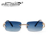 Blue Rimless Rectangle Sunglasses Men 2023 Brand Design Metal Fashion Square Sun Glasses for Women Gradient Lens Frameless UV400