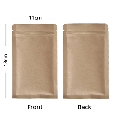 Zip Lock Mylar Packaging Bags with Tear Notch,Multi Sizes Smell Proof Kraft Paper Bags,Heat Sealing Ziplock Pouches,Eco-friendly