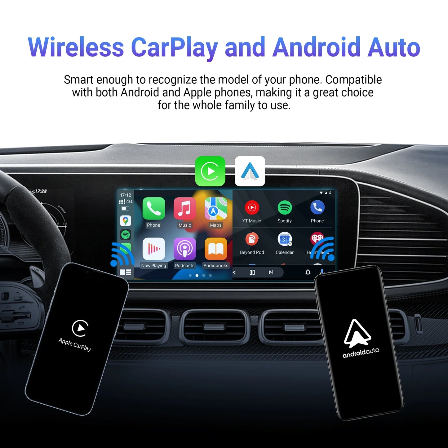 OTTOCAST Play2Video Pro - Wireless CarPlay Android Auto Adapter with Streaming