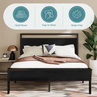 HOOMIC Platform Bed Frame with Rustic Wooden Headboard and Footboard, Heavy Duty 12 Metal Slats Strong Support Allewie