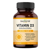 Vitamin D3 10,000 IU Capsules for Supporting Bone, Teeth, Muscle, Tissue and Immune Health, Non-GMO