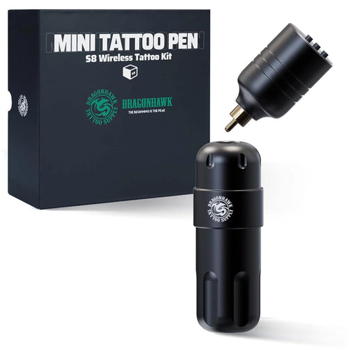 Dragonhawk Wireless Tattoo Gun Kit Cordless Rotary Tattoo Pen Machine Kit Pro Tattoo Needles Cartridges Set Black Tattoo Inks