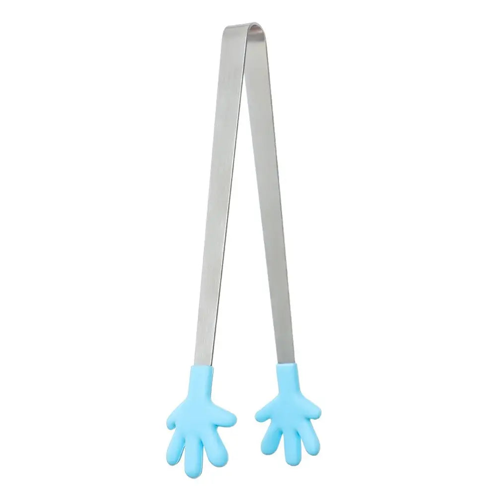 Creative Silicone Stainless Steel Mini Snack Food Tongs Non-slip Handles BBQ Bread Ice Cube Clip Kitchen Accessories BBQ