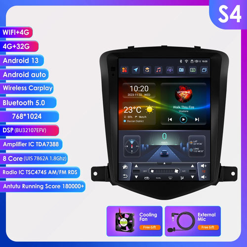 9.7"7862 Android 13 Car radio for Chevrolet Cruze J300 2008-2012 Tesla style Multimedia Video player 4G Carplay GPS navi Stereo