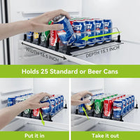 Canned Beverage Push Rack Drink Organizer Dispenser Spring Push Adjustable Storage Shelf E-shaped Glide Kitchen Fridge