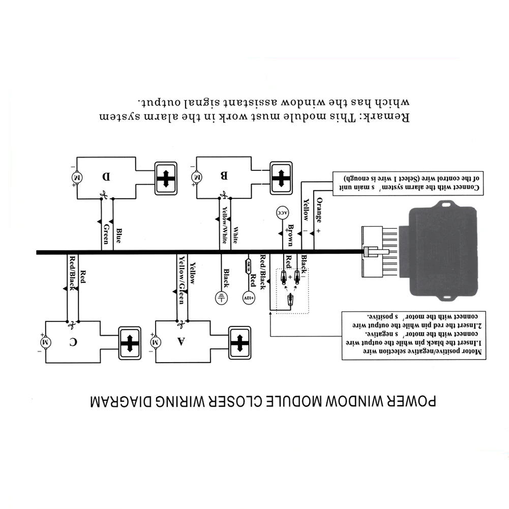 Auto Power Window Control Power Window Closer with Wire Harness Alarm System for 4 Door Cars Accessories