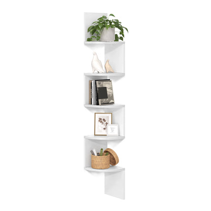 VASAGLE Corner Shelf Wall Mount, 5-Tier Floating Corner Bookshelf, Plant Shelf for Bedroom, Living Room, Bathroom, Home Office