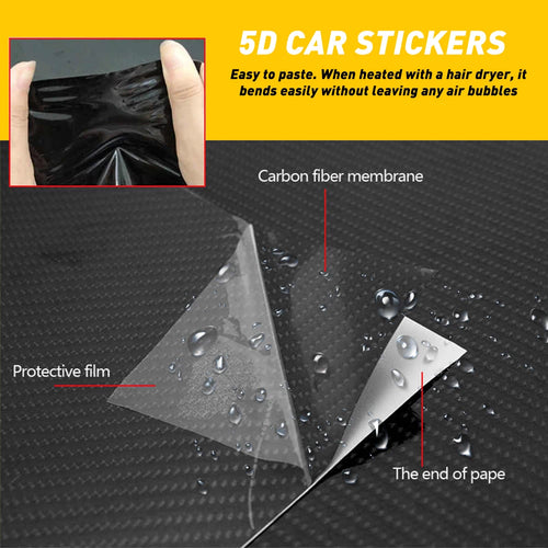 5D Gloss Carbon Fiber Vinyl Wrap Film Air Release Auto Wrapping Foil Laptop Waterproof Sunscreen Fit For Car Motorcycle Films