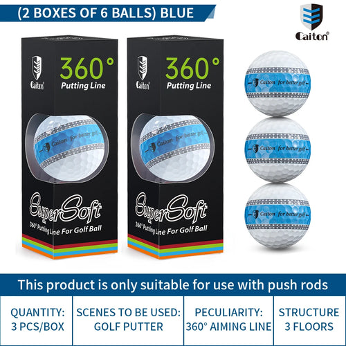 Caiton 6/3pcs golf ball, three-layer PU putter ball, 360° aiming line putter ball, making your putt more accurate and stable