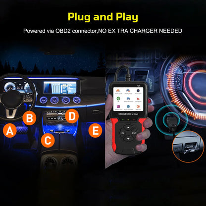 Battery Tester Auto Accessories Code Reader T06 Multi-language Support OBD2 Scanner Check Engine System Car Diagnostic Tool