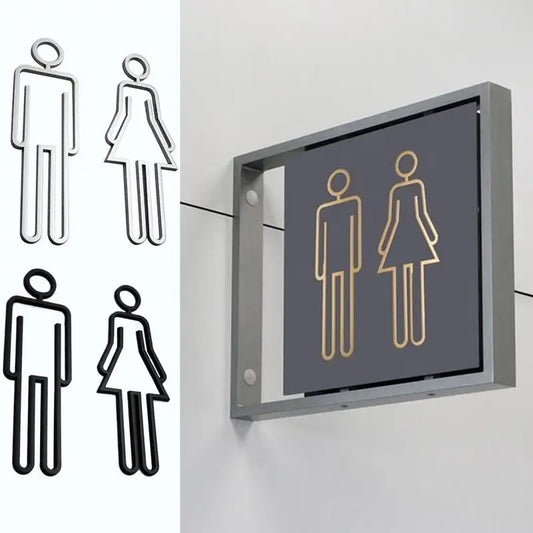 Pop Black Gold Color Toilet Sign Plate Wash Room Door Wall Label Sticker Wc Holder Signage Board Art Hotel Home Decoration