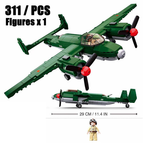 2024 Sluban WW2 Military Russia Air Weapon Mi-24 Attack Helicopters Hind Model Building Blocks Classics Fighter Bricks Plane Toy
