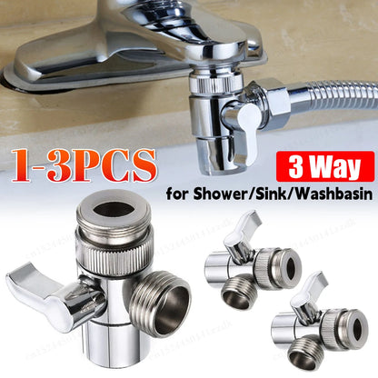1-3PCS 3 Way Sink Splitter Diverter Valve Leak-Proof Faucet Connector Splitter Copper Faucets Water Separator Easy-to-Install fo