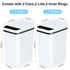 2 Pack 12L Bathroom Automatic Trash Cans Touchless Motion Sensor Slim with Lid for Bathroom Bedroom Living Room Office White