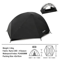 PACOONE Ultralight 20D Nylon Camping Tent Portable Backpacking Cycling Tent Waterproof Outdoor Hiking Travel Tent Beach Tent New