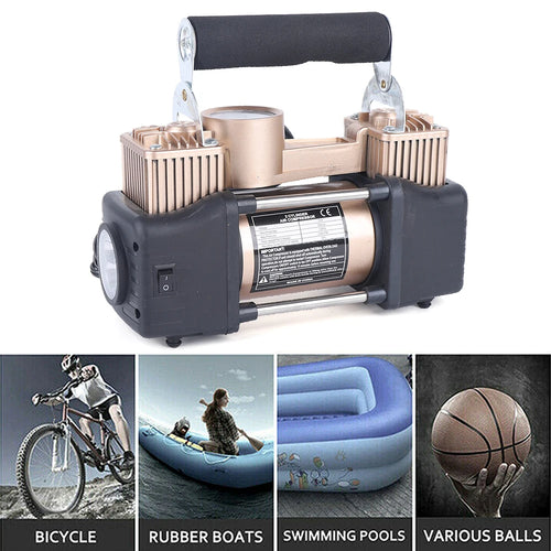 In-Car Portable Car Dual Air Pump 12V 150PSI Electric Tire Inflator Pump Motorcycle Bike Ball Blast Inflatable Car Compressor