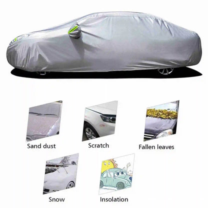 Car Cover Full Sedan Covers with Reflective Strip Sunscreen Protection Dustproof&Waterproof UV Scratch-Resistant Universal XL