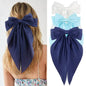 Hair Bows for Women Girls 3Pcs White Pink Black Silky Satin Large Bows Hair Clip Oversized Hair Ribbons Long Tail Big Hair Bows