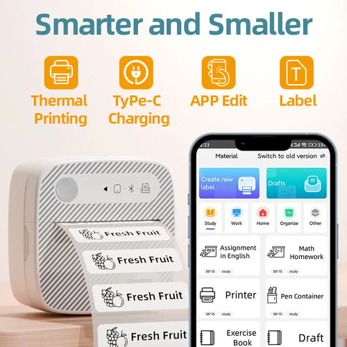 B3 Portable Photo Printer with Bluetooth iOS Android for Inkless Thermal Printing  Sticker Printer Label Maker DIY Toy Kids Gift