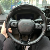 3PCS Laser Carbon Fiber Silicone Car Round Steering Wheel Cover Fiber Leather Wheel Booster Auto Cover Non-Slip Universal parts