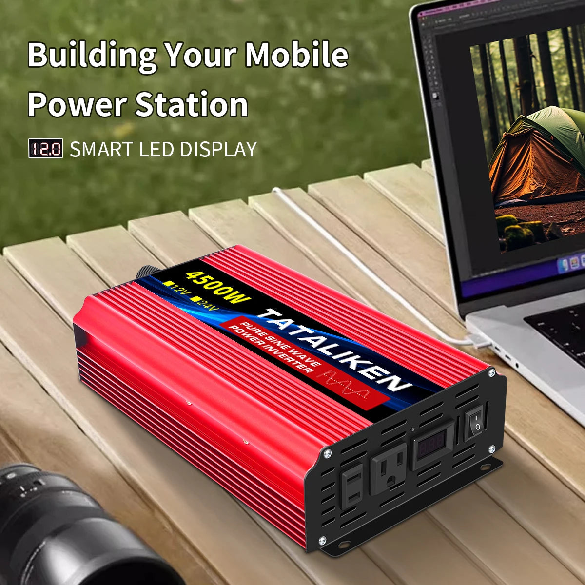 US Socket 12V To AC 110V 60HZ Pure Sine Wave Inverter Car Power 1600W/2200W/3000W Voltage Portable Converter with LED EzBuyCo