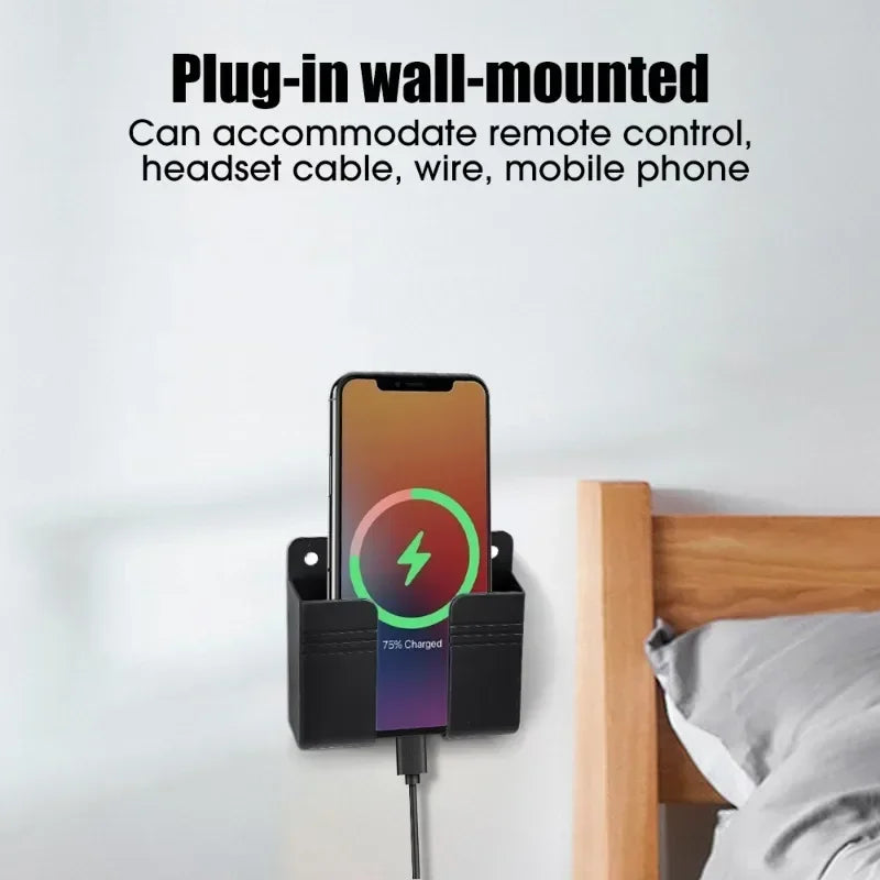 4-1Pcs Multifunction Wall Mounted Organizer Storage Box Punch Free for Remote Control Mobile Phone Plugs Cable Charging Holder