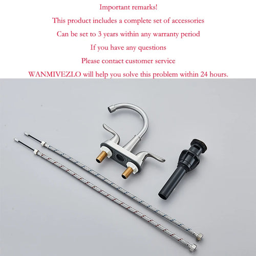 Wanmivezlo Integrated Basin Brass Sink Faucet With Double Handle Hot And Cold Water Deck Installation Wash Basin Faucet