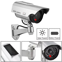 Solar Powered Fake Dummy Surveillance Security Camera CCTV For Office Home with LED Record Light Indoor Outdoor Black / Silver