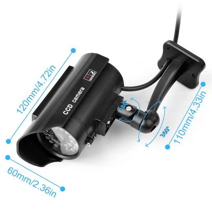 Dummy Imitation Camera Weatherproof Fake CCTV Security Camera with Flashing Red LED Light Theft Deterrent for Outdoor Indoor