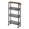 VASAGLE Slim Rolling Cart, 4-Tier Storage Cart, Narrow Cart with Handle, 5.1 Inches Deep, Metal Frame, for Kitchen, Dining Room