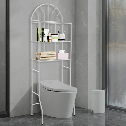 24.8*13.39*69.69 Inch 3-Tier Toilet Storage Rack Floor Standing Toilet Bathroom Organize Shelf  Easy to Clean