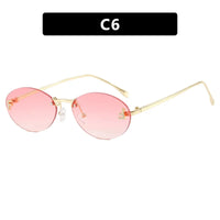 Rimless Retro Oval Sunglasses Cat Eye Sun Glasses Frameless F Letter UV400 Punk Sunglass Men Shade Driving Eyewear Gafas De Sol